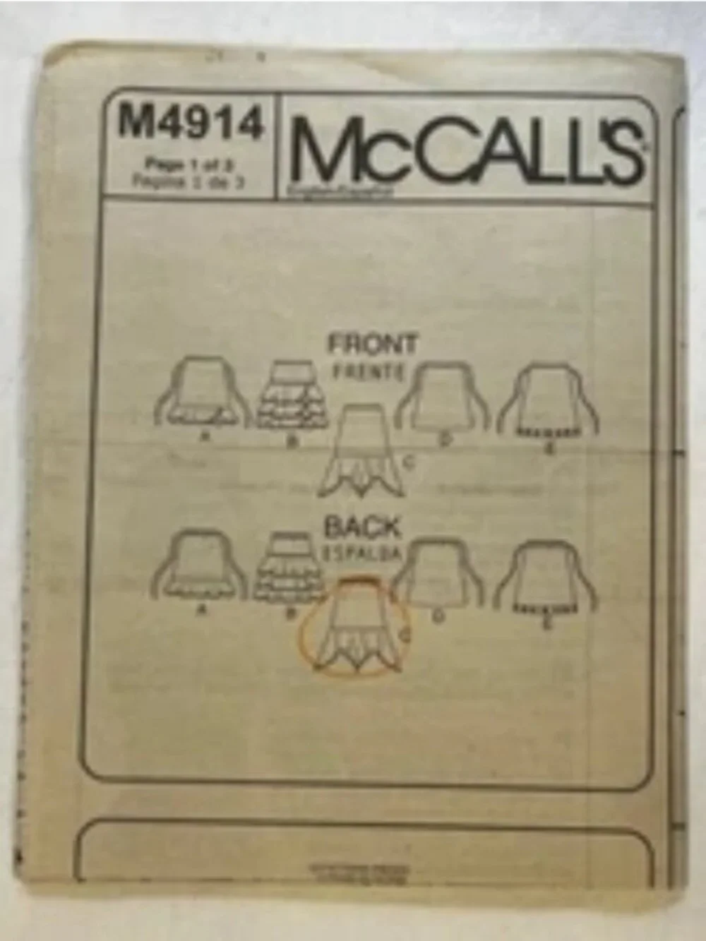 Vintage Sewing Pattern McCalls M4914 Child Girls Skirts 6 Styled Sizes 7-8-10 UC